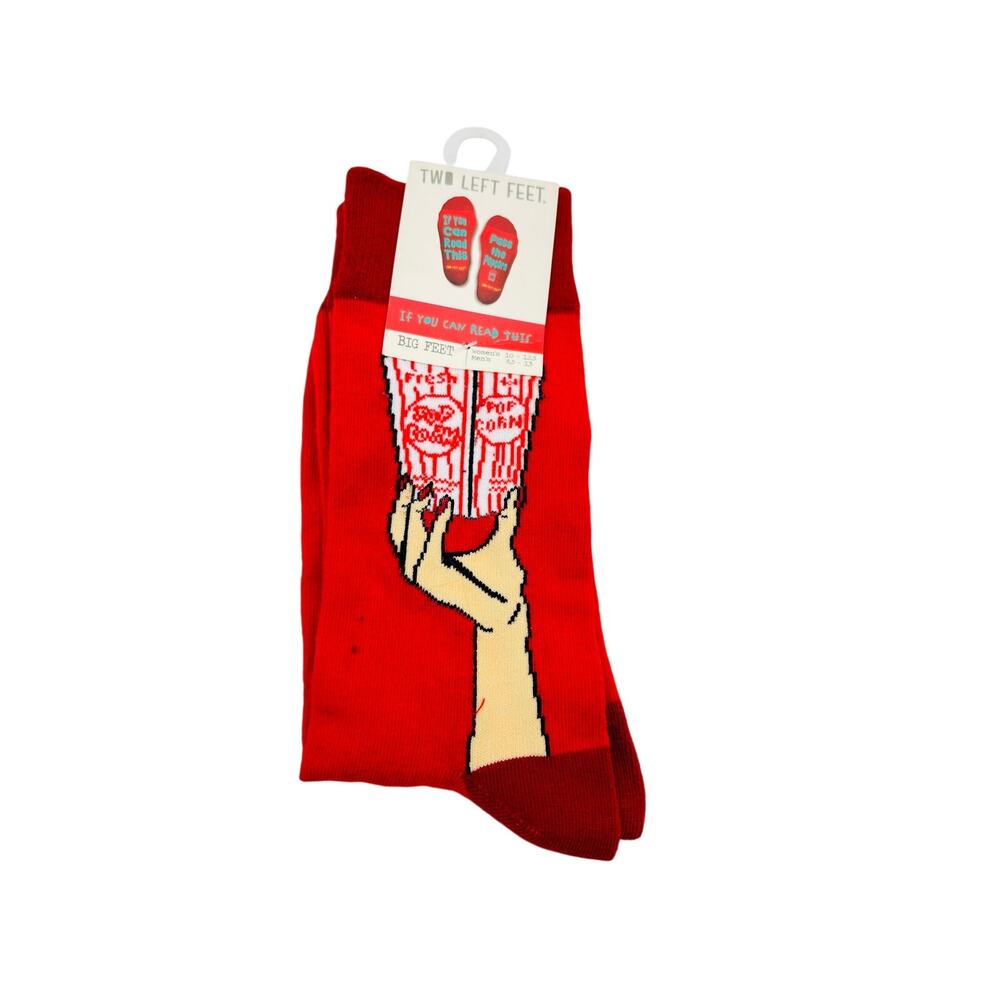 Two Left Feet Pass the Popcorn red fun movie socks unisex gift adult size